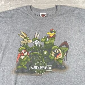 Harley Davidson Military Looney Tunes Gray T-shirt Men's XXL  Kansas City‎